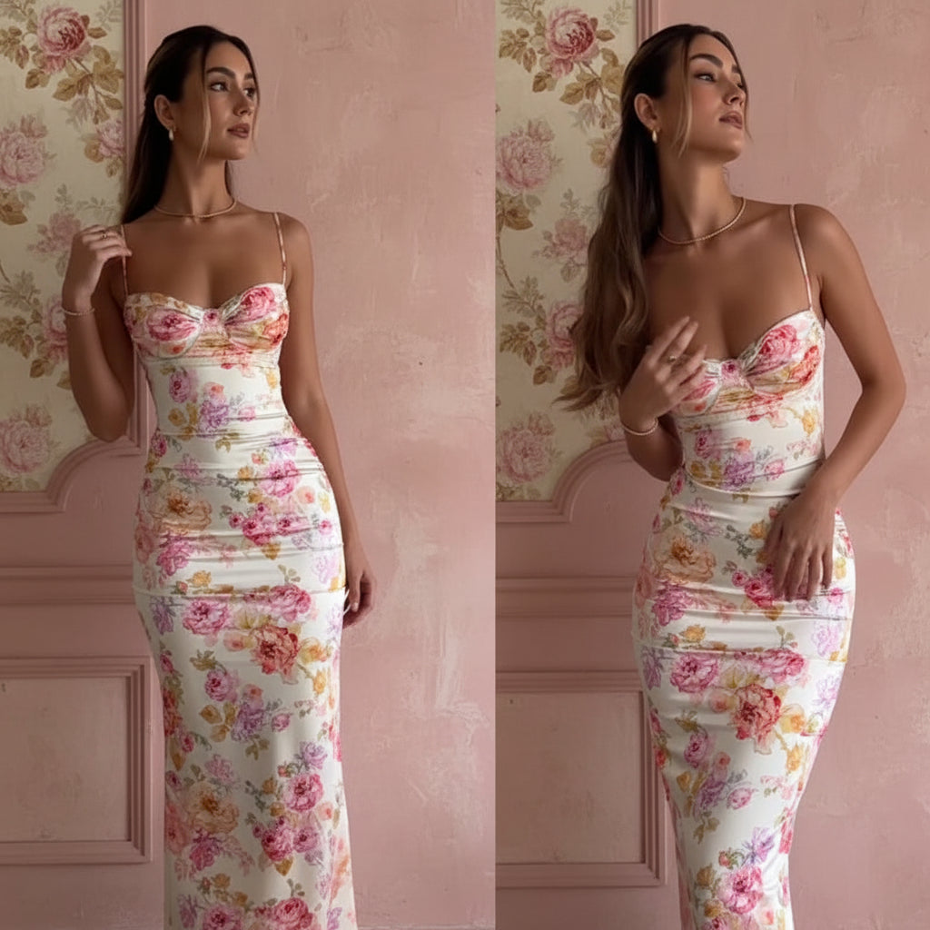 Floral Split-Hem Slip Mini Dress