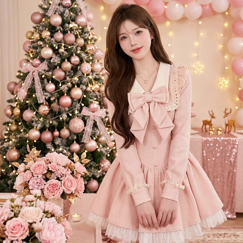 PINKLIZZIE | Lace Bow A-Line Mini Dress