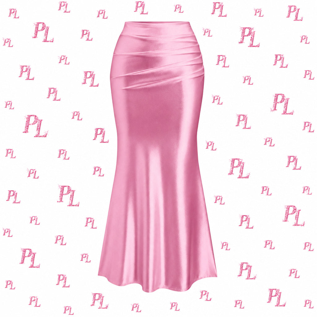 PINKLIZZIE | Pleated Fishtail Midi Skirt