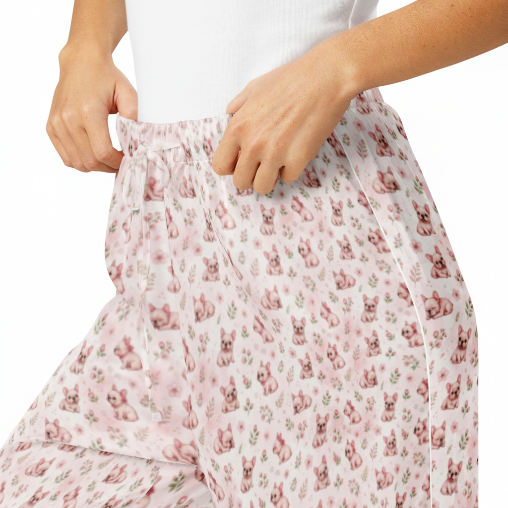 Ditsy French Bulldog Pajama Pants by PinkLizzie