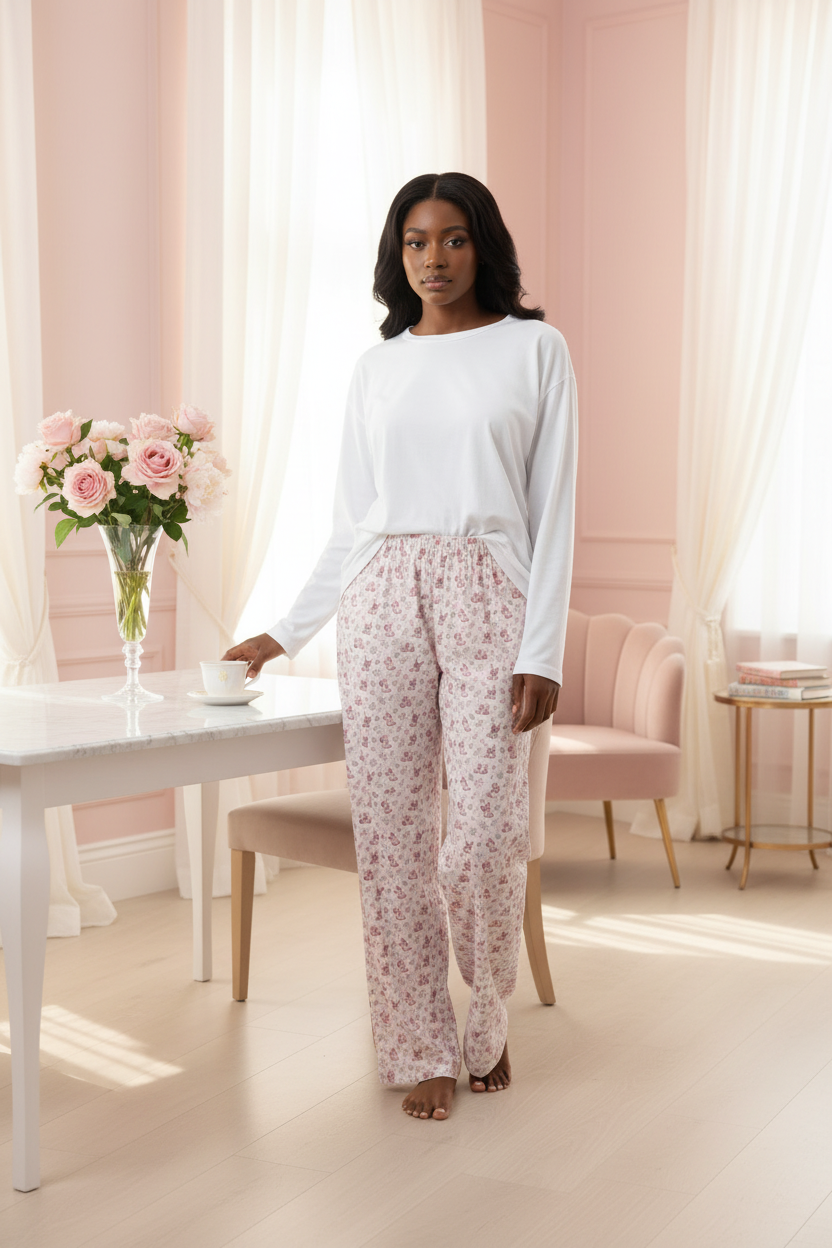 Ditsy French Bulldog Pajama Pants by PinkLizzie
