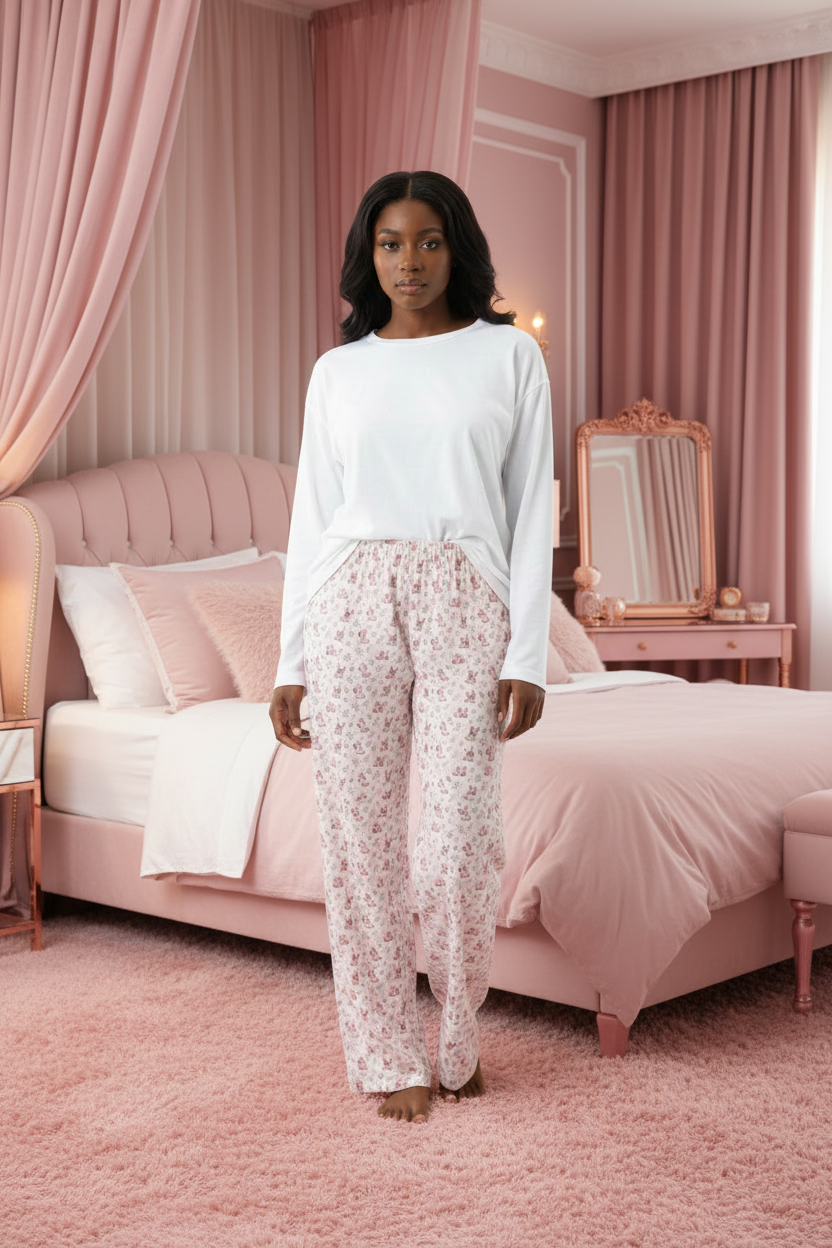 Ditsy French Bulldog Pajama Pants by PinkLizzie