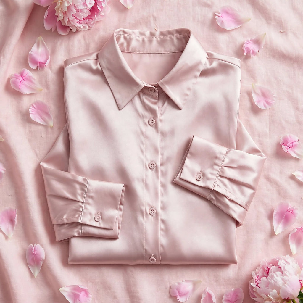 PINKLIZZIE | Satin Button-Front Shirt