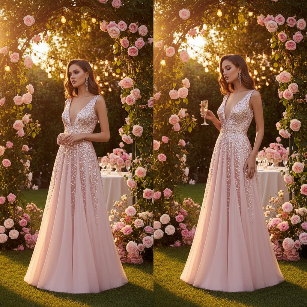 Sequin Rose Gown