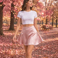 PINKLIZZIE | Satin Bow Tie-Side A-Line Mini Skirt