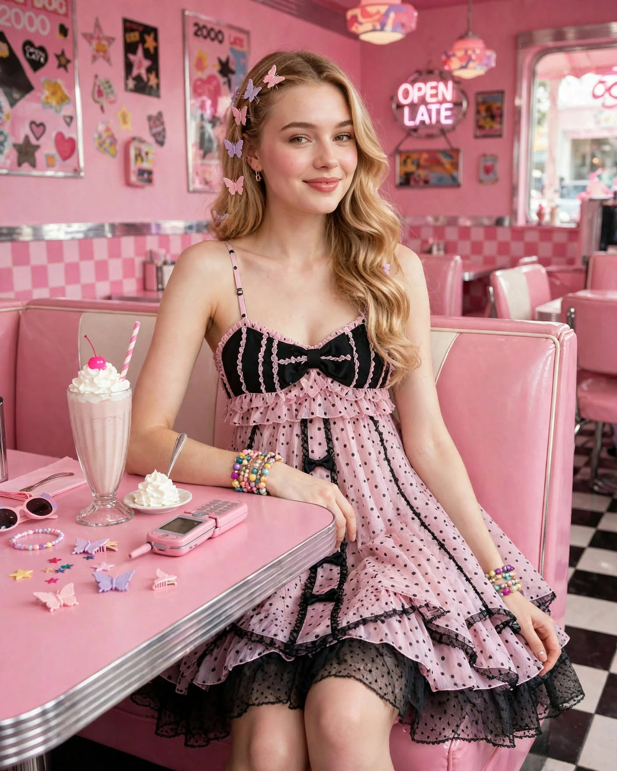 PINKLIZZIE | Lace Dot Floral Mini Dress