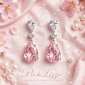 PINKLIZZIE | Pink Pear Crystal Drop Earrings