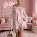 PINKLIZZIE | Off-Shoulder Sheer Mesh Fairy Mini Dress