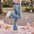 PINKLIZZIE | Lace Bow High-Waist Flare Jeans