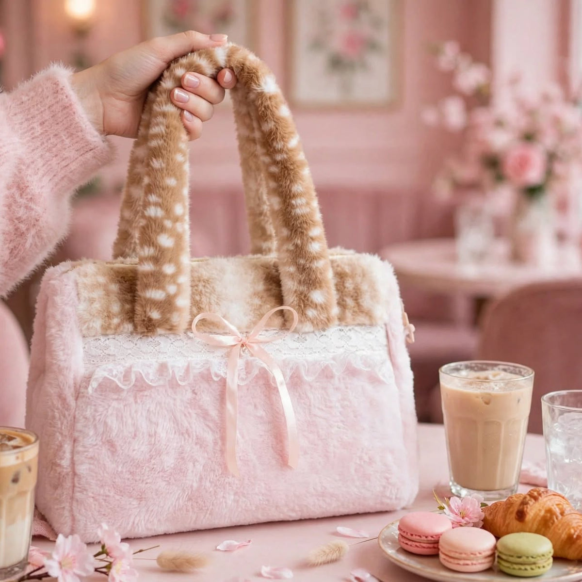 PINKLIZZIE | Plush Bow Shoulder Bag