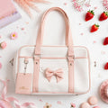 PINKLIZZIE | Soft PU Bow Shoulder Tote Bag