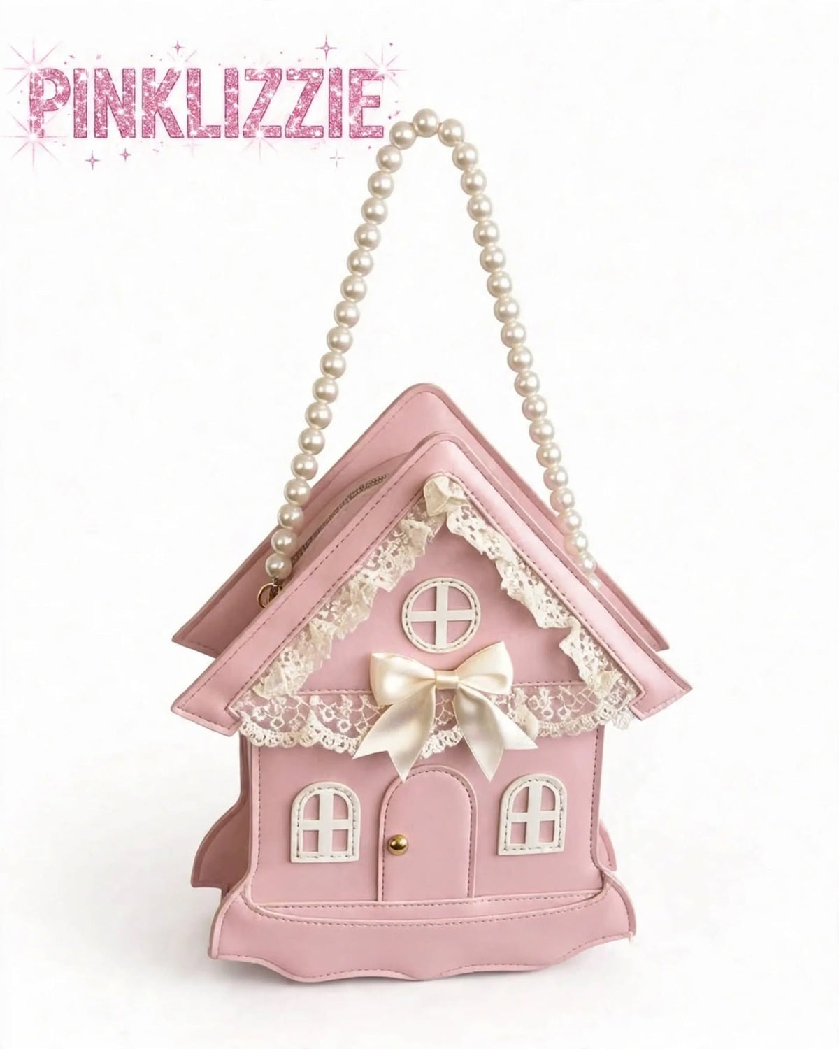 PINKLIZZIE | Pearl Chain House Box Crossbody Bag