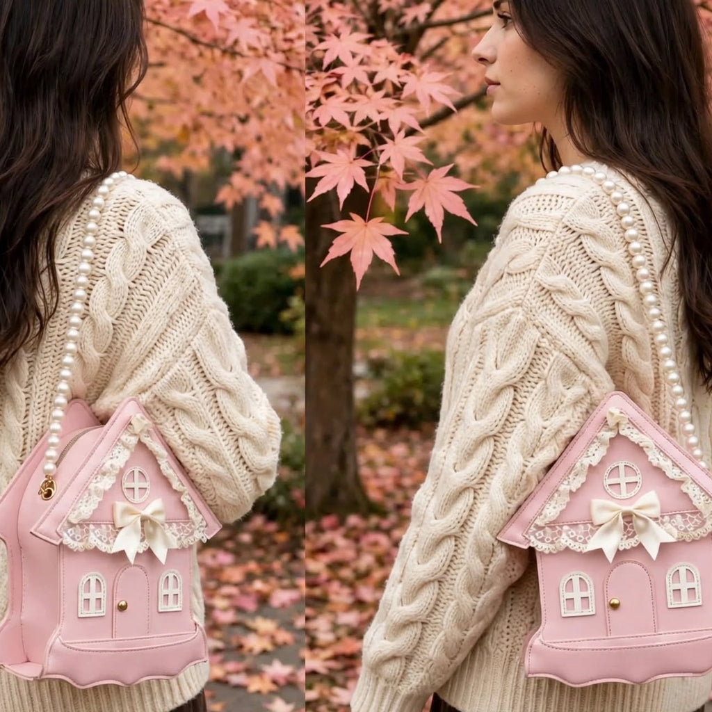 PINKLIZZIE | Pearl Chain House Box Crossbody Bag