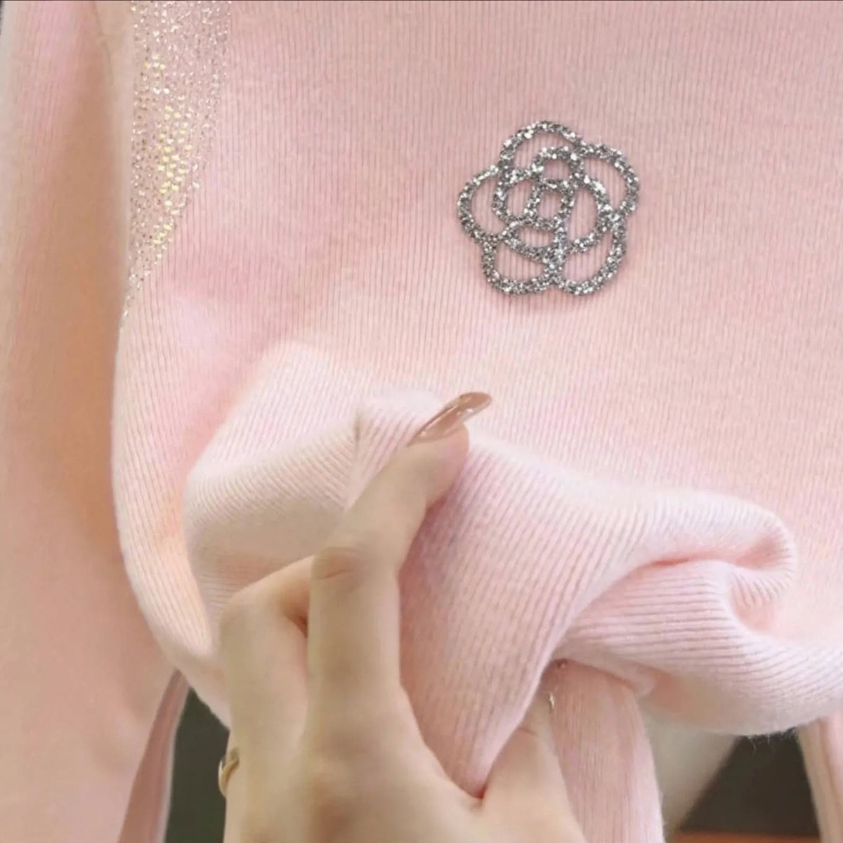 PINKLIZZIE | Crystal Bloom Turtleneck Jumper