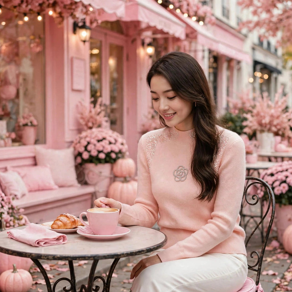 PINKLIZZIE | Crystal Bloom Turtleneck Jumper