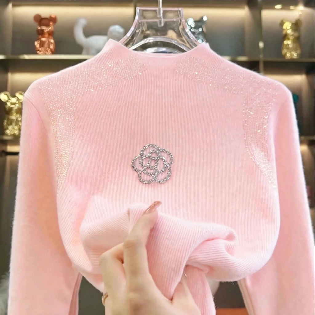PINKLIZZIE | Crystal Bloom Turtleneck Jumper