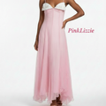 PINKLIZZIE | Lace-Trim Sweetheart High-Low Midi Dress