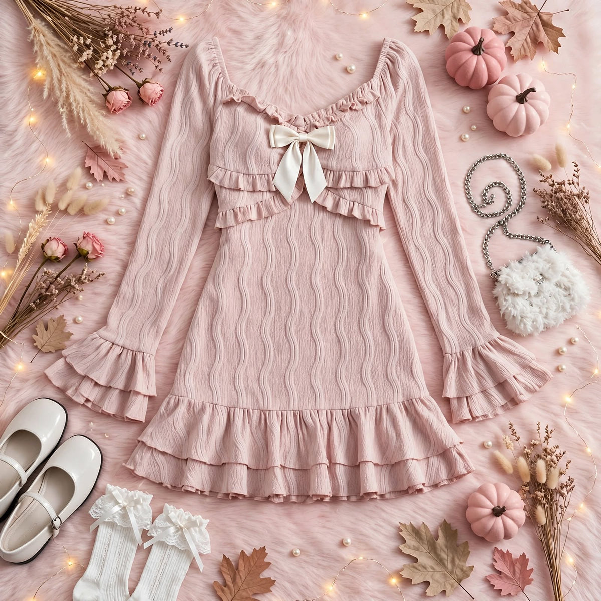 PINKLIZZIE | Flare-Sleeve Y2K Mini Dress