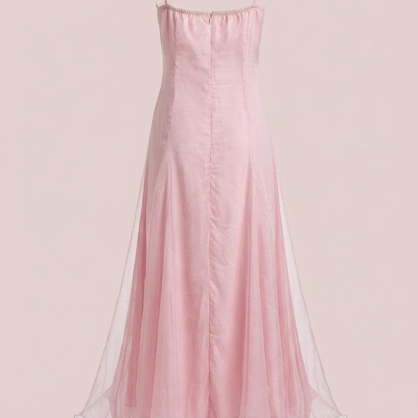 PINKLIZZIE | Lace-Trim Sweetheart High-Low Midi Dress