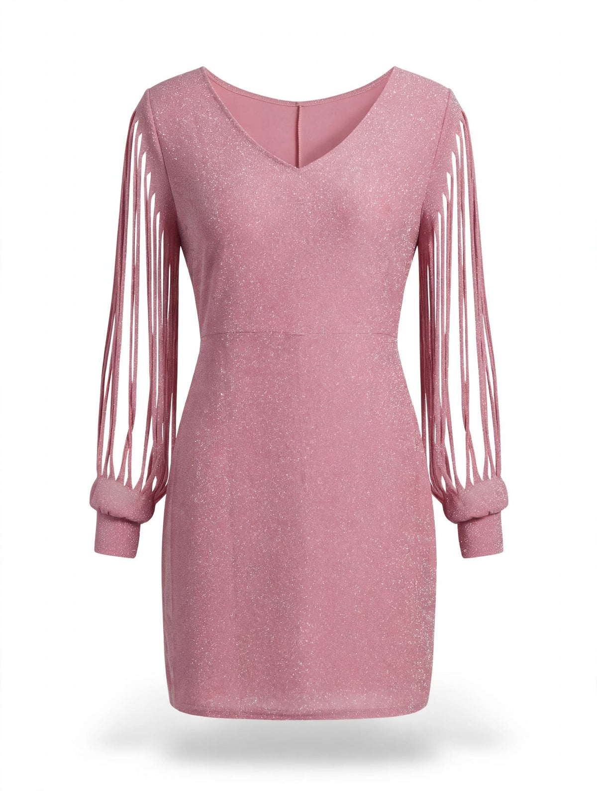 PINKLIZZIE | Sequin Fringe Long-Sleeve Bodycon Dress