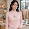 PINKLIZZIE | Crystal Bloom Turtleneck Jumper