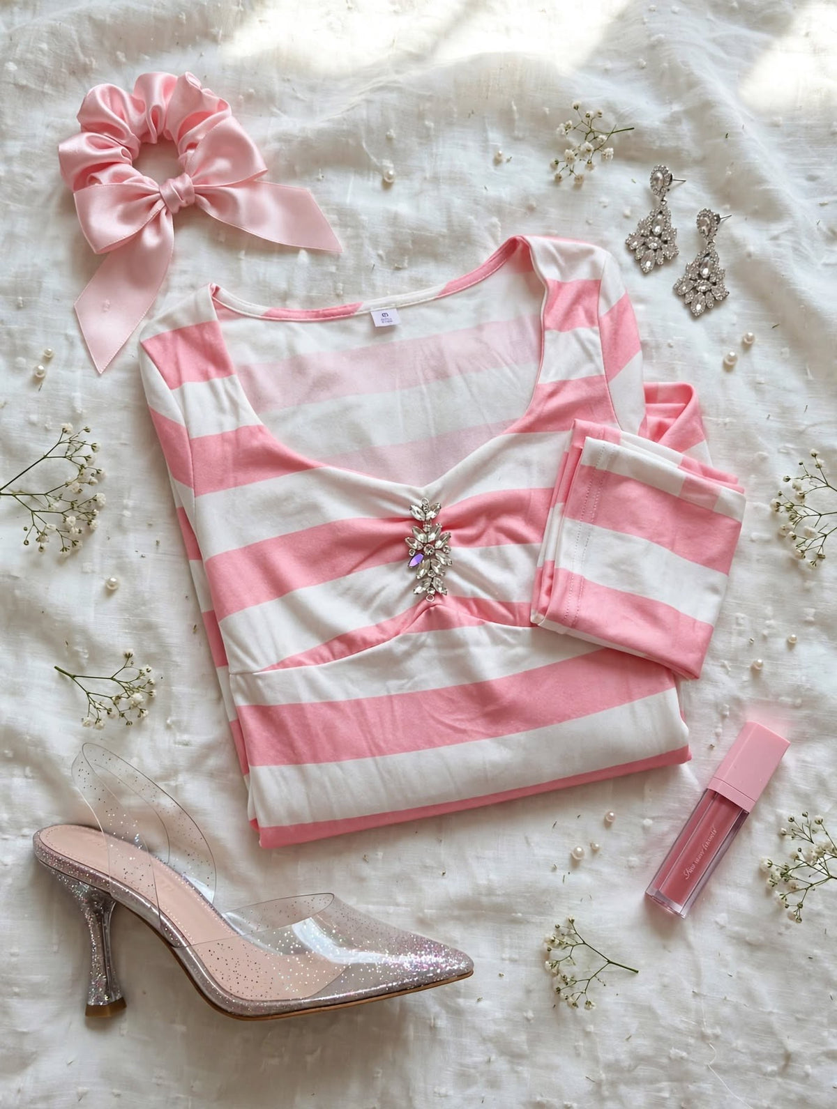 PINKLIZZIE | Striped Long-Sleeve Mini Dress