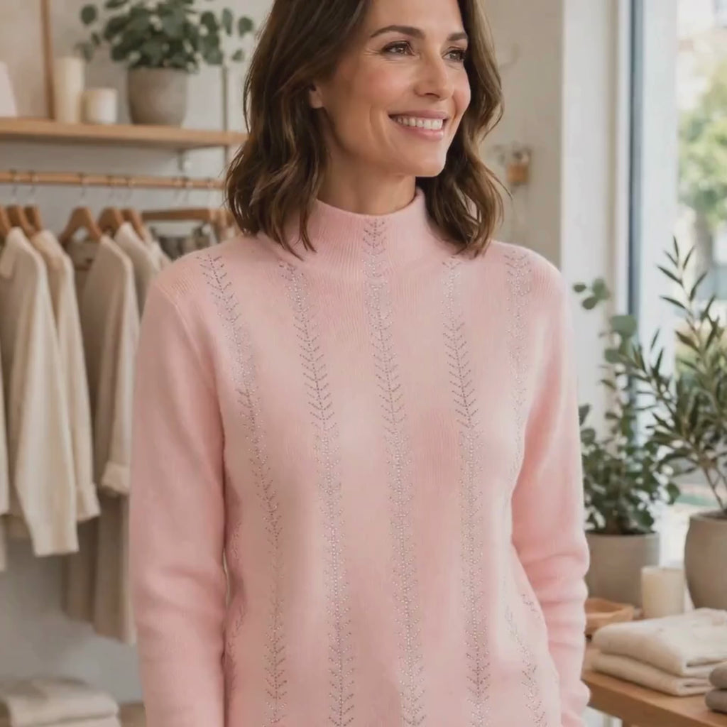 PINKLIZZIE | Rhinestone Sparkle Turtleneck Jumper