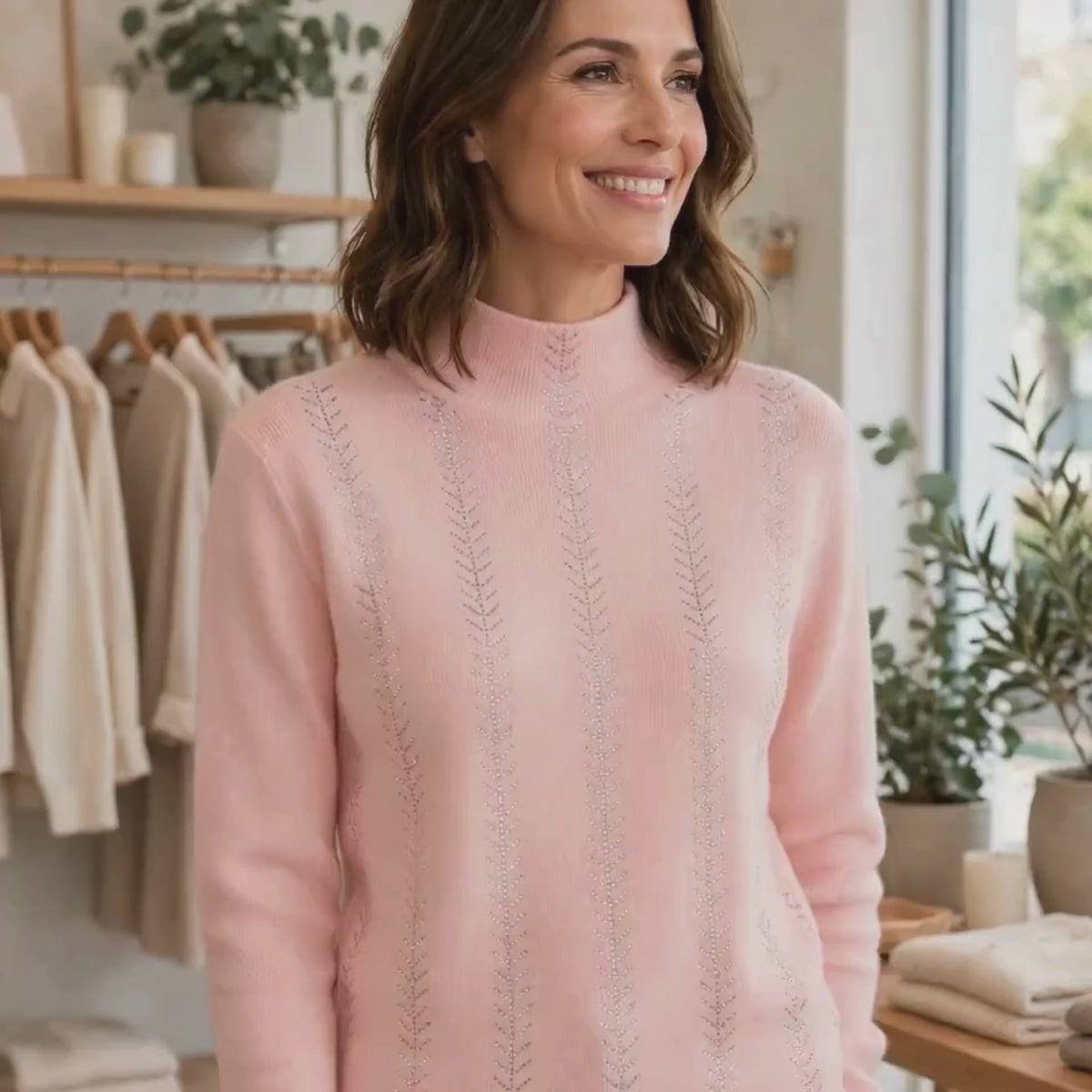 PINKLIZZIE | Rhinestone Sparkle Turtleneck Jumper