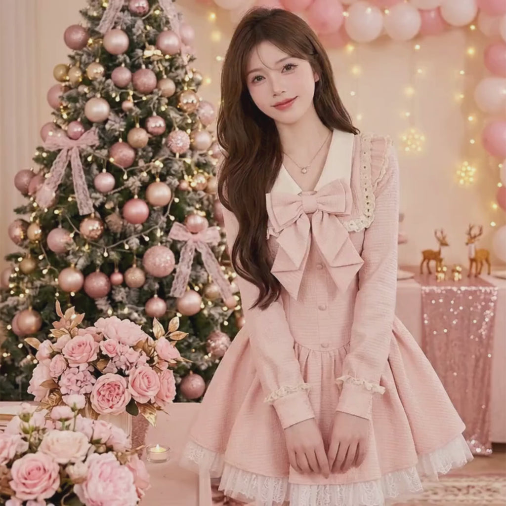PINKLIZZIE | Lace Bow A-Line Mini Dress