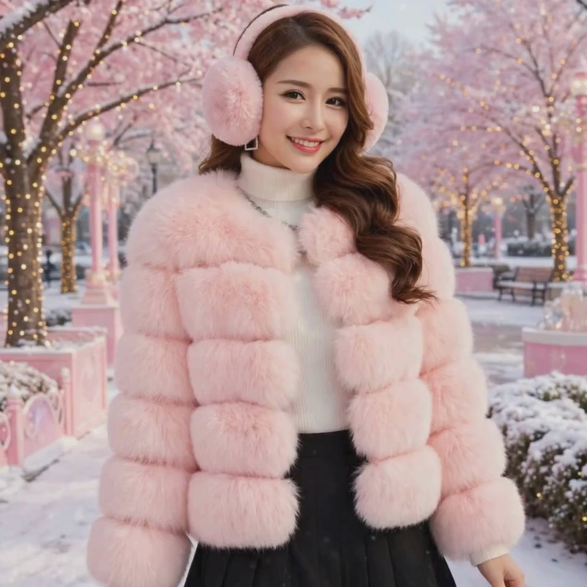 PINKLIZZIE | Pink Faux Fur Coat
