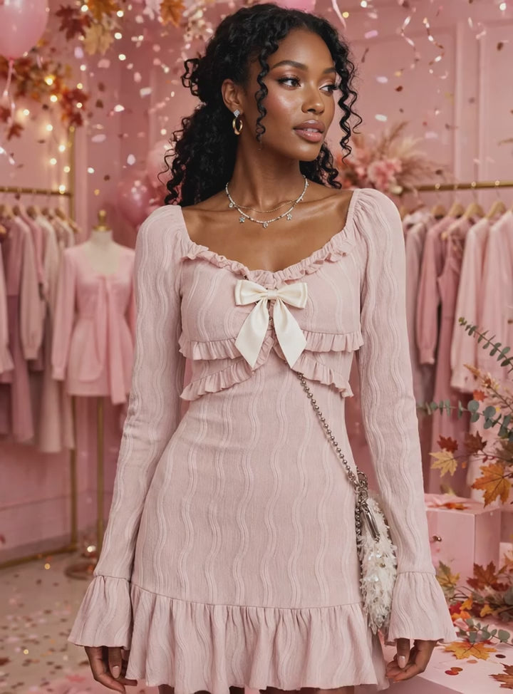 PINKLIZZIE | Flare-Sleeve Y2K Mini Dress