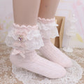 PINKLIZZIE | Handmade Layered Lace Bow Ankle Socks